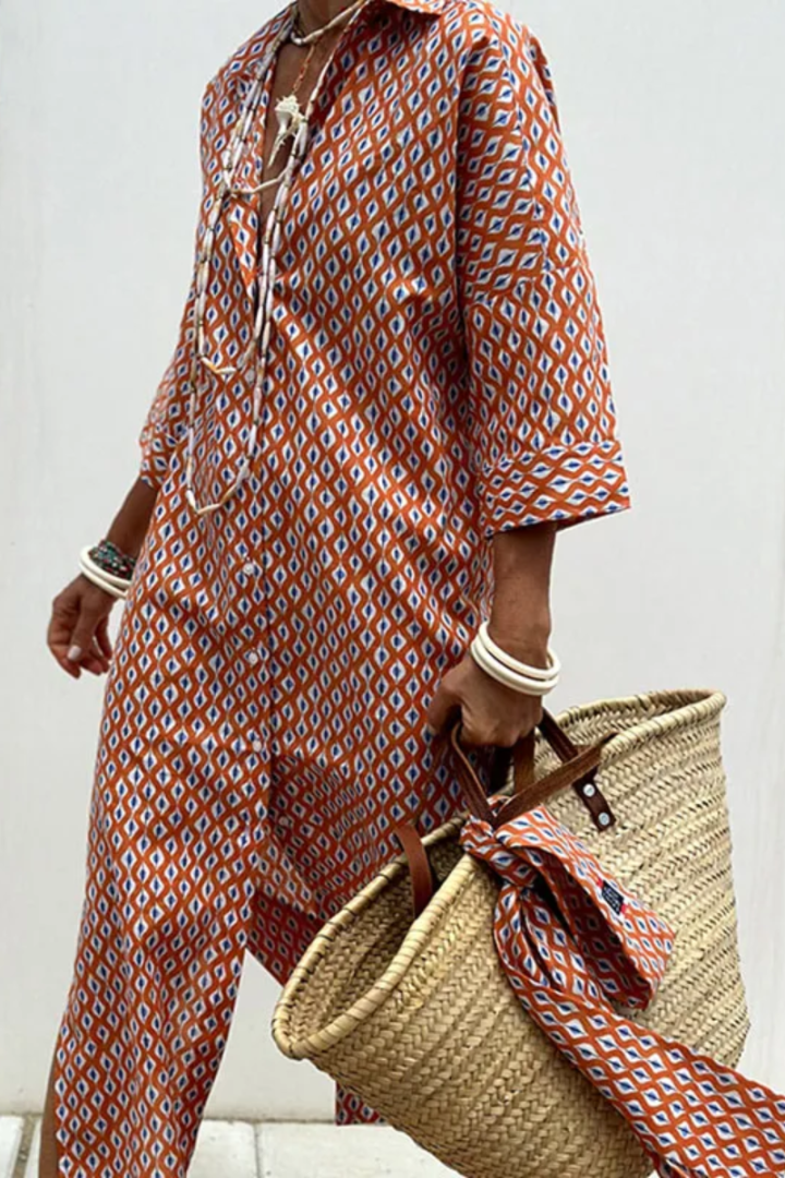 Rebekka | Elegant stribet skjortekjole