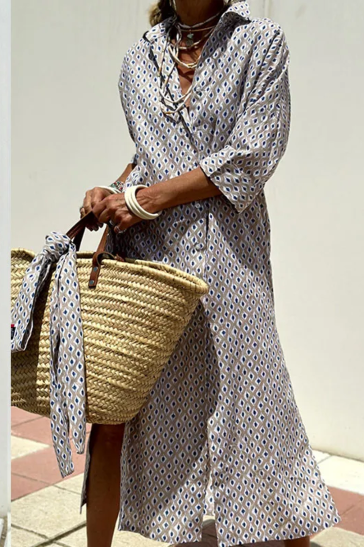 Rebekka | Elegant stribet skjortekjole