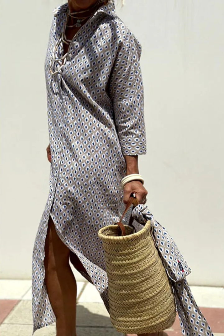 Rebekka | Elegant stribet skjortekjole