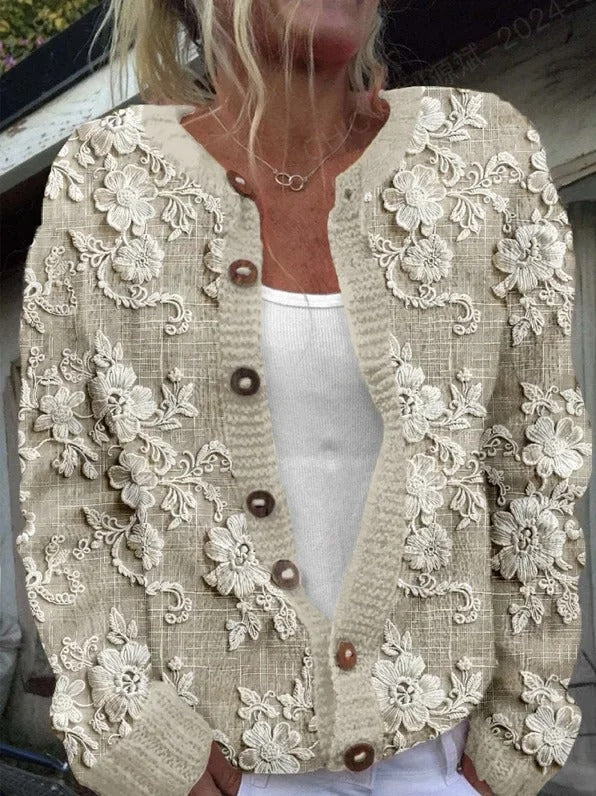 Freja | Stilfuld cardigan med blomsterprint