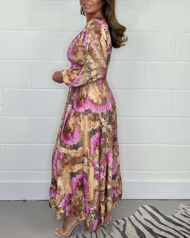 Anette | Farverig maxikjole med kunstnerisk udtryk