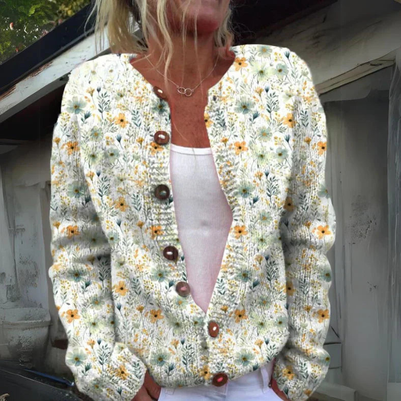 Freja | Stilfuld cardigan med blomsterprint