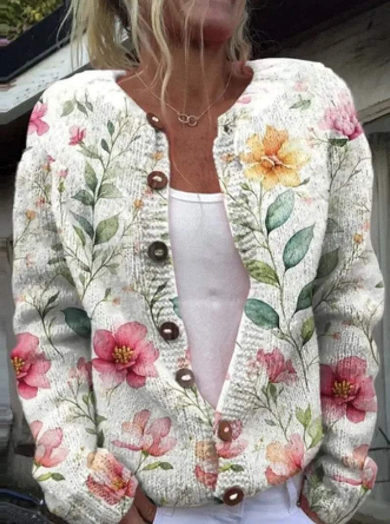 Freja | Stilfuld cardigan med blomsterprint